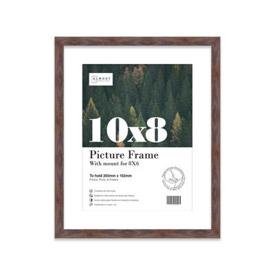 "10X8"" Walnut Frame With Mount For 8X6"" Pictures 20mm Thin Edge Portrait And Landscape Display With Wall Hooks And Kickstand" - image 1
