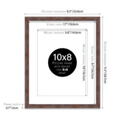 "10X8"" Walnut Frame With Mount For 8X6"" Pictures 20mm Thin Edge Portrait And Landscape Display With Wall Hooks And Kickstand" - thumbnail 2