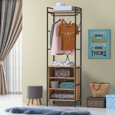 Timber Art Design 5 Tier Open Wardrobe Riviera Oak Bedroom Furniture - image 1