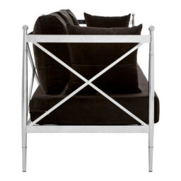 Orsina Sleek 3 Seat Sofa With Silver Lattice Sides, Stylish Mid Century Sofa For Bedroom, Sturdy 3 Seater Sofa - thumbnail 3