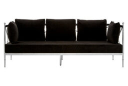 Orsina Sleek 3 Seat Sofa With Silver Lattice Sides, Stylish Mid Century Sofa For Bedroom, Sturdy 3 Seater Sofa - thumbnail 2