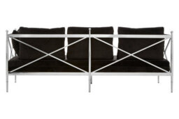 Orsina Sleek 3 Seat Sofa With Silver Lattice Sides, Stylish Mid Century Sofa For Bedroom, Sturdy 3 Seater Sofa - thumbnail 4
