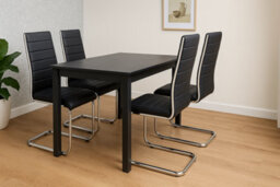 Kosy Koala Arrow Charcoal Dining Table Set With 4 Faux Leather Dining Chairs Kitchen Dining Room Furniture Set - thumbnail 2