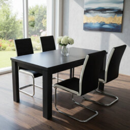 Kosy Koala Arrow Charcoal Dining Table Set With 4 Faux Leather Dining Chairs Kitchen Dining Room Furniture Set - thumbnail 1