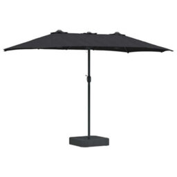 Berkfield Garden Parasol Black 385 X 209 X 244 Cm Fabric - thumbnail 2