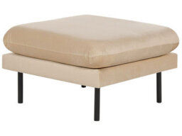 Wyld And Coco Beige Velvet Ottoman Footstool With Pillow-Top And Aluminium Legs, 70 X 70 X 44 Cm - thumbnail 3