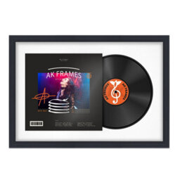 "AK Frames 25X17"" Black Step Vinyl Record Frame With White Mount For 12 Inch Lp Cover & Disc - Overlapped Design" - thumbnail 1