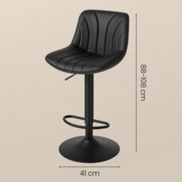 Ledrem 2-Pack Bar Stools, Swivel, Height-Adjustable, Backrest And Footrest, Black, 46.5X43Cm - thumbnail 4