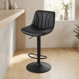 Ledrem 2-Pack Bar Stools, Swivel, Height-Adjustable, Backrest And Footrest, Black, 46.5X43Cm - thumbnail 1