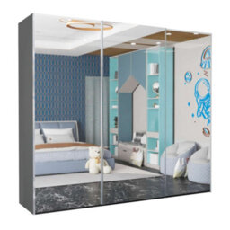 Sliding Wardrobes 4 u LTD Sliding Wardrobes 4U Lowry Full Mirror Sliding 2&3 Door Wardrobe In 3 Color And Sizes - Grey W250Cm,h217Cm - thumbnail 2