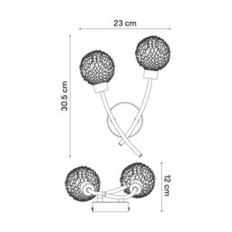 GoodHome Phaidros Chrome Effect Double Wired Wall Light - thumbnail 7