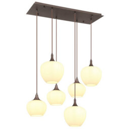 Luminosa Lighting Luminosa Maxy Cluster Pendant Ceiling Light Coffee Colored Opal Glass Shade 6X E27