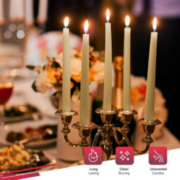 Haltons 50 Pack Tapered Dinner Candles  Unscented Long Candlesticks, 7 Hour Burn Time  Clean Burning (Ivory) - thumbnail 2