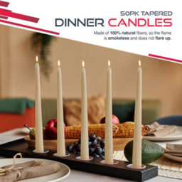 Haltons 50 Pack Tapered Dinner Candles  Unscented Long Candlesticks, 7 Hour Burn Time  Clean Burning (Ivory) - thumbnail 3