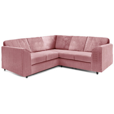 Furnishings For Less UK Ferguson Pink 5 Seater Fabric Corner Sofa L Shaped Jumbo Cord - Full Back - image 1