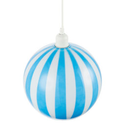 Happy Homewares Sky Blue And White Striped High Gloss Glass Globe Pendant Light Shade - thumbnail 3