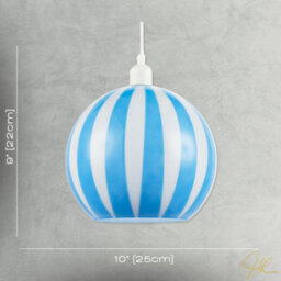 Happy Homewares Sky Blue And White Striped High Gloss Glass Globe Pendant Light Shade - thumbnail 7