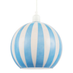 Happy Homewares Sky Blue And White Striped High Gloss Glass Globe Pendant Light Shade - thumbnail 2