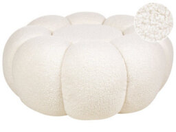Wyld And Coco Maisonique Off White Bouclé Pouffe Round 60Cm Footstool, 27Cm Height - thumbnail 3