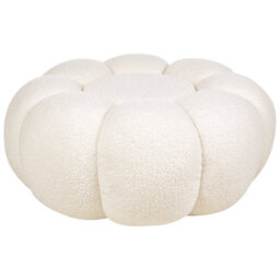 Wyld And Coco Maisonique Off White Bouclé Pouffe Round 60Cm Footstool, 27Cm Height - thumbnail 1