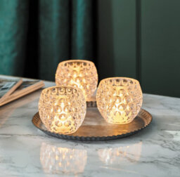 My Smart Buy Set Of 3 Mini Luminous Spheres - Decorative Led Light Balls With Faceted Acrylic Finish - Battery Powered Warm Glow Accent Lights