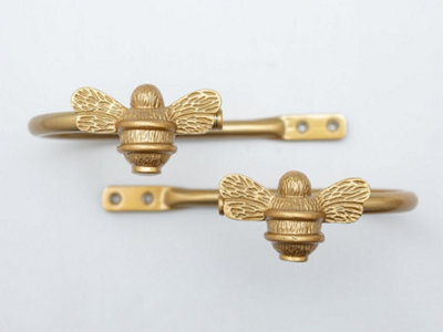 Brass bee Bee Curtain Holdbacks - Gold Finish - image 1