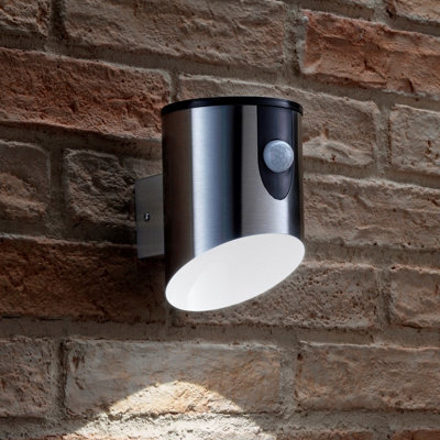 Auraglow Stainless Steel Battery Powered Pir Motion Sensor Wall Light - Hixon - image 1