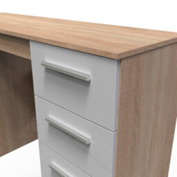 Trent 6 Drawer Kneehole Desk In Grey & Bardolino Oak (Ready Assembled) - thumbnail 4