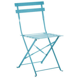 Wyld And Coco Seablue 3-Piece Metal Folding Bistro Set - 2 Chairs And Square Table For Balcony And Patio - thumbnail 3