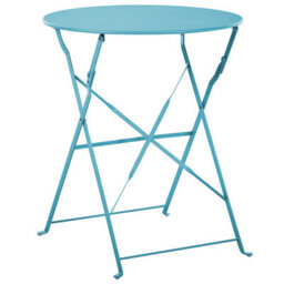Wyld And Coco Seablue 3-Piece Metal Folding Bistro Set - 2 Chairs And Square Table For Balcony And Patio - thumbnail 5