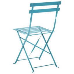 Wyld And Coco Seablue 3-Piece Metal Folding Bistro Set - 2 Chairs And Square Table For Balcony And Patio - thumbnail 4