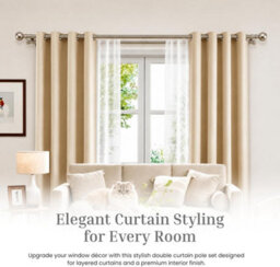 Lister Cartwright Double Curtain Fixed Pole Set With White Ball Finials - 19mm And 28mm Metal Poles(240 Cm) - thumbnail 5