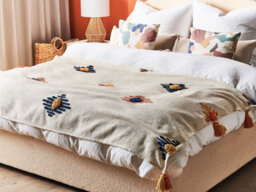 Beliani Blanket Munger Cotton 130 X 180 Cm Beige - thumbnail 2