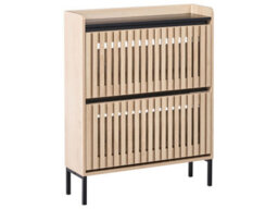 Wyld And Coco Nordicnest Two Drawer Shoe Cabinet - Tilt-Out, Light Brown Mdf, 80 X 25 X 100 Cm - thumbnail 3