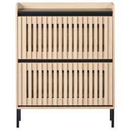 Wyld And Coco Nordicnest Two Drawer Shoe Cabinet - Tilt-Out, Light Brown Mdf, 80 X 25 X 100 Cm - thumbnail 1