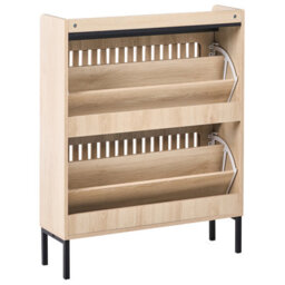 Wyld And Coco Nordicnest Two Drawer Shoe Cabinet - Tilt-Out, Light Brown Mdf, 80 X 25 X 100 Cm - thumbnail 6