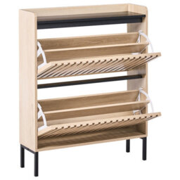 Wyld And Coco Nordicnest Two Drawer Shoe Cabinet - Tilt-Out, Light Brown Mdf, 80 X 25 X 100 Cm - thumbnail 5