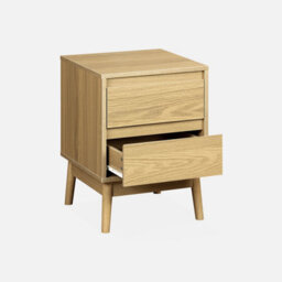Sweeek - Pair Of 2-Drawer Bedside Tables Natural 40X40X56 Cm - Dune - thumbnail 3
