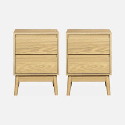 Sweeek - Pair Of 2-Drawer Bedside Tables Natural 40X40X56 Cm - Dune - thumbnail 2