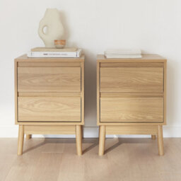 Sweeek - Pair Of 2-Drawer Bedside Tables Natural 40X40X56 Cm - Dune
