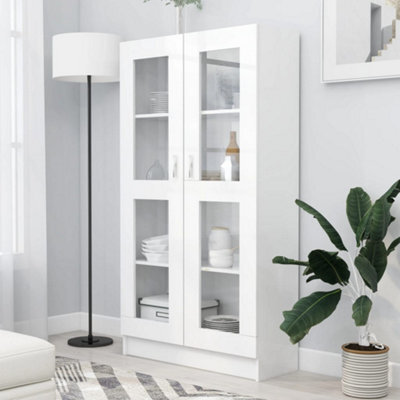 Berkfield Vitrine Cabinet White 82.5X30.5X150 Cm Engineered Wood - image 1