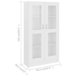 Berkfield Vitrine Cabinet White 82.5X30.5X150 Cm Engineered Wood - thumbnail 8