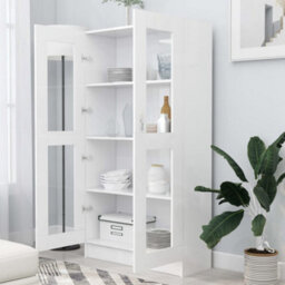Berkfield Vitrine Cabinet White 82.5X30.5X150 Cm Engineered Wood - thumbnail 3