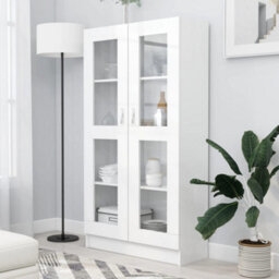 Berkfield Vitrine Cabinet White 82.5X30.5X150 Cm Engineered Wood - thumbnail 1