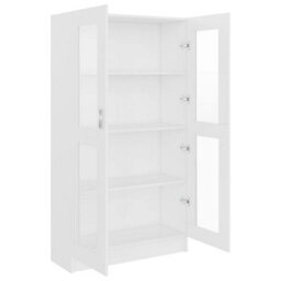 Berkfield Vitrine Cabinet White 82.5X30.5X150 Cm Engineered Wood - thumbnail 5