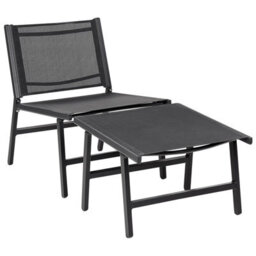 Beliani Set Of 2 Garden Chairs Marceddi With Footstool Metal Black - thumbnail 4