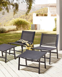 Beliani Set Of 2 Garden Chairs Marceddi With Footstool Metal Black - thumbnail 2