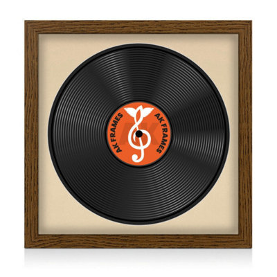"16X16"" Dark Oak Modern Vinyl Record Frame With Ivory Mount For 12 Inch Lp Disc - Ak Frames" - image 1