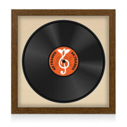 "16X16"" Dark Oak Modern Vinyl Record Frame With Ivory Mount For 12 Inch Lp Disc - Ak Frames" - thumbnail 1