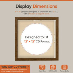 "16X16"" Dark Oak Modern Vinyl Record Frame With Ivory Mount For 12 Inch Lp Disc - Ak Frames" - thumbnail 2